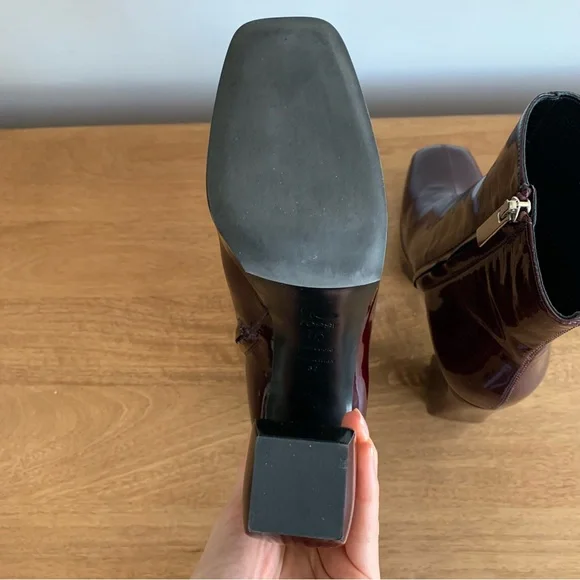 NWT!! Sergio Rossi Burgundy Platform Patent Leather Boots SZ 37 - Picture 6 of 8